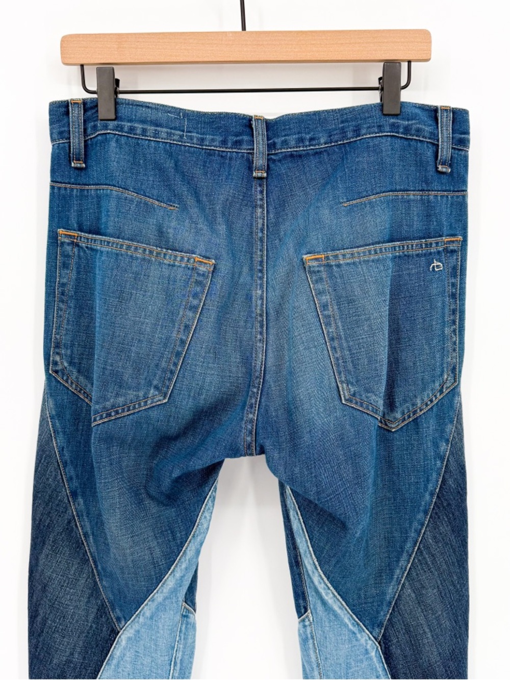 Rag & Bone Patchwork Dre Slim Boyfriend Jeans in Trentwood Jeans Size 26 - Picture 6 of 12